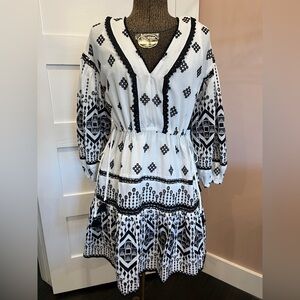 Anthropologie | Francine Mini Eyelet Dress | White/Black| XSP